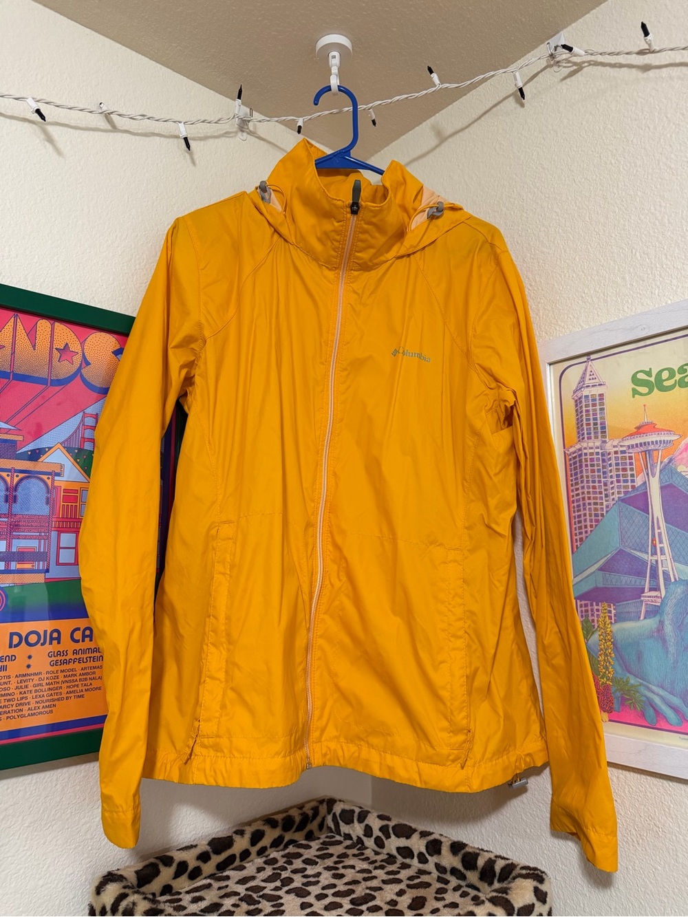 Columbia Women’s Bright Yellow Hooded Packable Rain Jacket